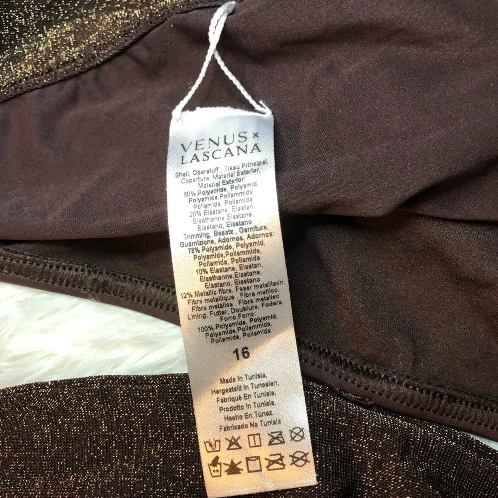 VENUS Brown Bikini Bottom with Glittery Band size 16